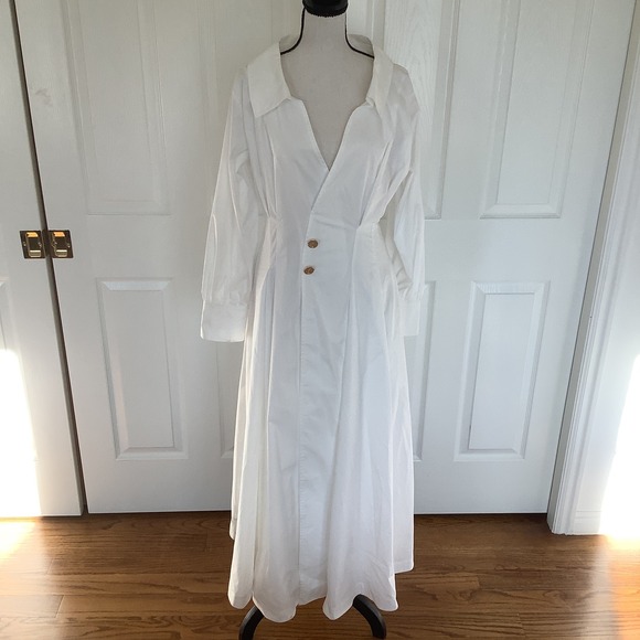 ALTUZARRA Isabela Dress White Cotton Blend Maxi Dress Size 40‎ US 8 NWT